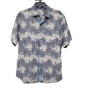 Tommy Bahama Blue Palm Tree Print Island Zone Short Sleeve Button Front Shirt